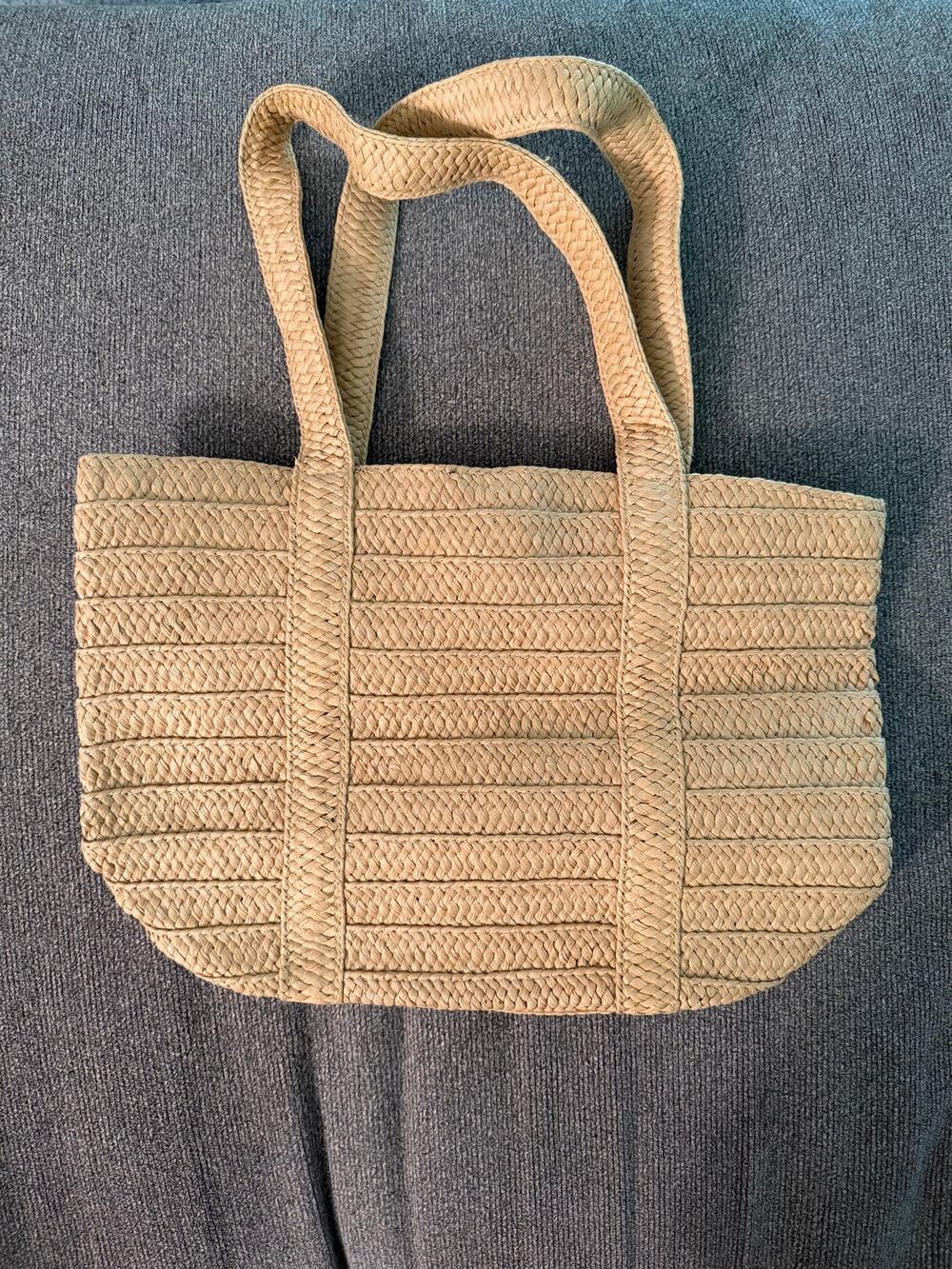 Draper James Everyday Woven Straw Tote Bag Tan Braided Resort Beach Shoulder Bag